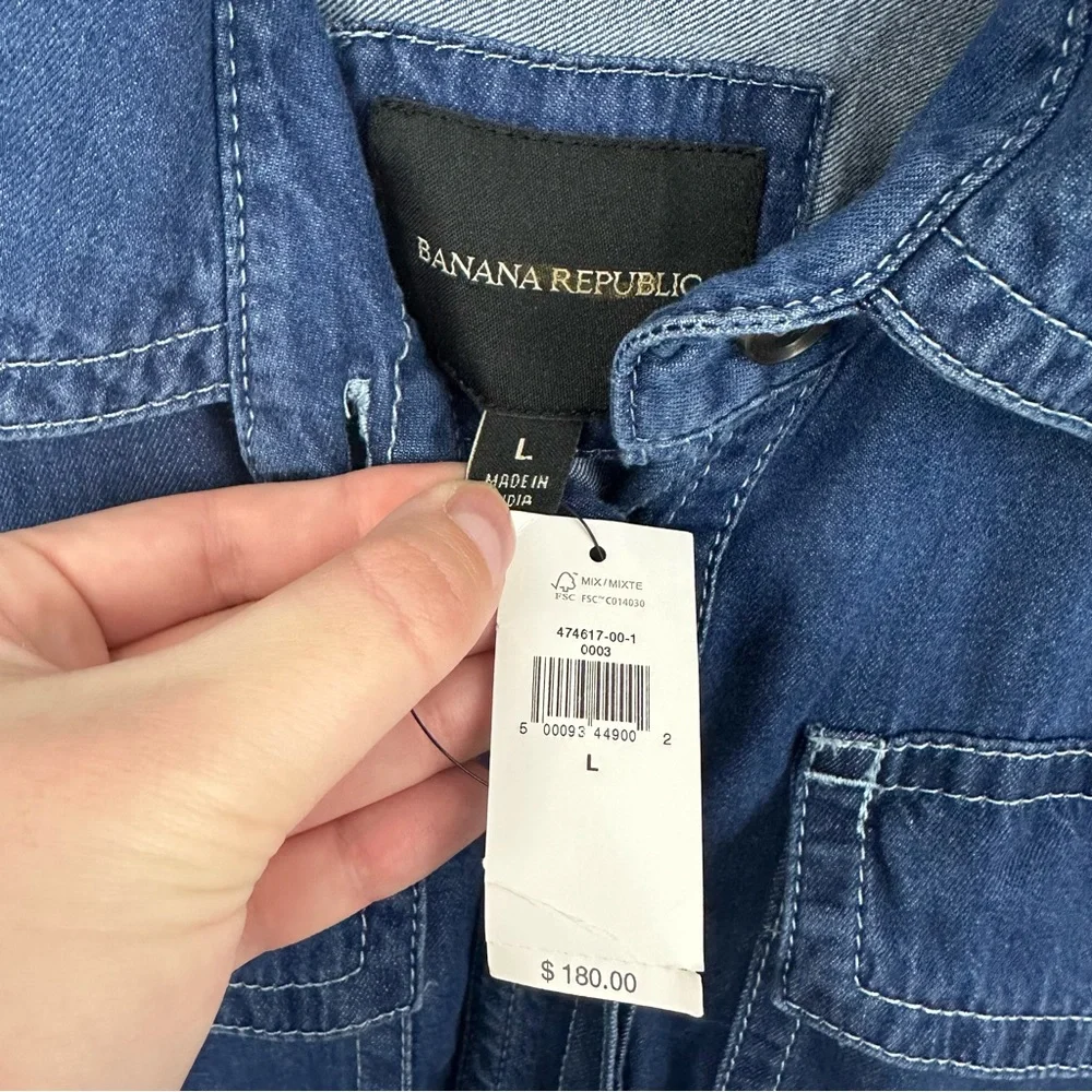 SOLD Banana Republic Saldo Utility Chambray Denim Jumpsuit NWT Size Large - Picture 15 of 17